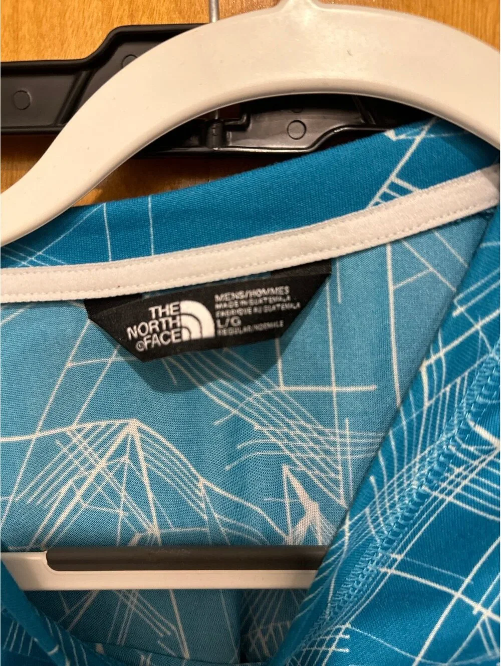 North Face blue and white shirt size large